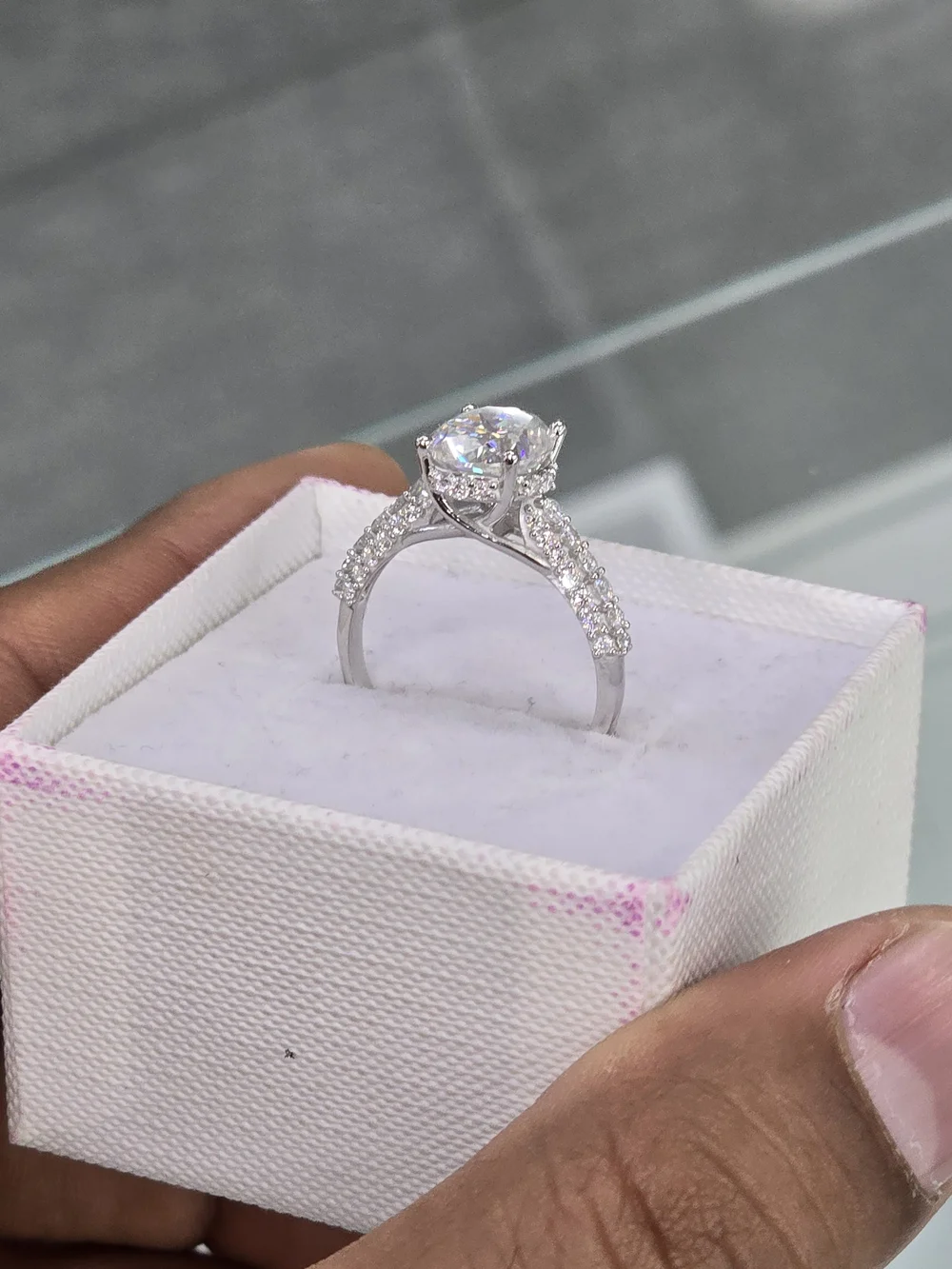 925 Sterling Silver Moissanite Diamond Ring For Women